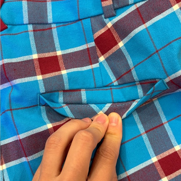SOLD- Anthropologie Size 8 Pants The Essentials Slim Kick Flare Jeans Red Blue - Picture 5 of 16